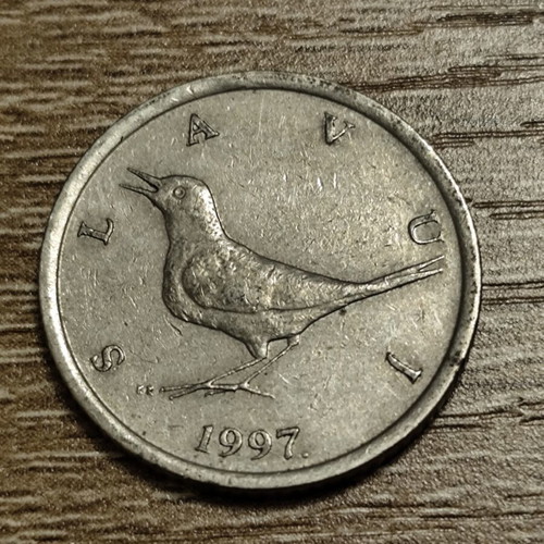 Croatian 1 Kuna coin 1997 used with nightingale design