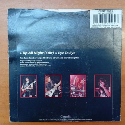 Slaughter Up All Night 7' vinyl used, 80's melodic metal