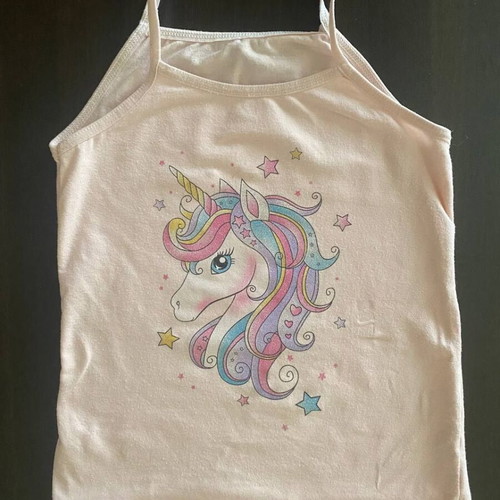 Pink children's top with unicorn, like new, size 4–5 years