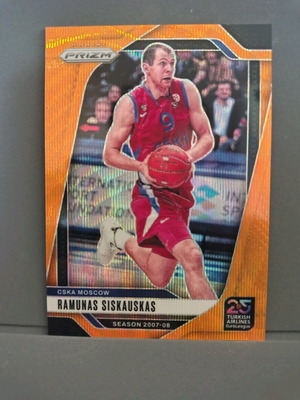 Panini Prizm Euroleague Basketball Card Ramunas Siskauskas Orange Wave 59/60 like new