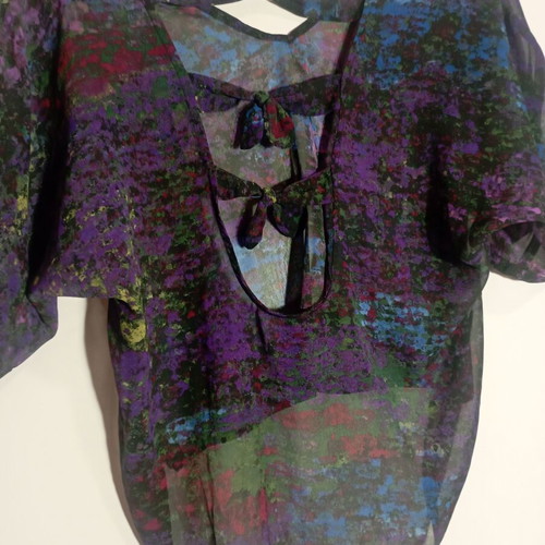 Vintage sheer top with bows, like new, multicolor, M-L
