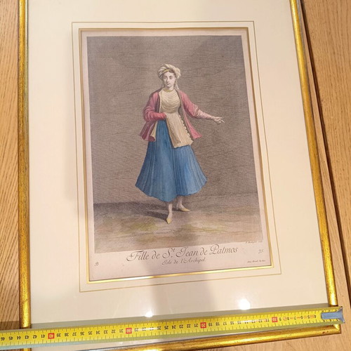 Engraving Fille de St. Jean de Patmos used, traditional costume