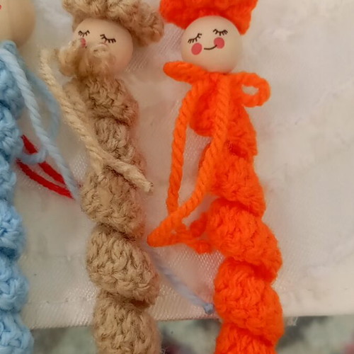 Handmade knitted worms new, set of 8 pieces 12 cm long