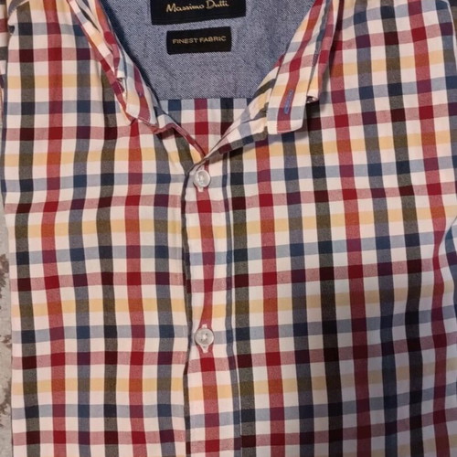 Massimo Dutti checked shirt used, size L, white and red