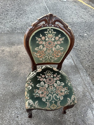Ludovic Classic Dining Chair used with carved wood and velvet upholstery