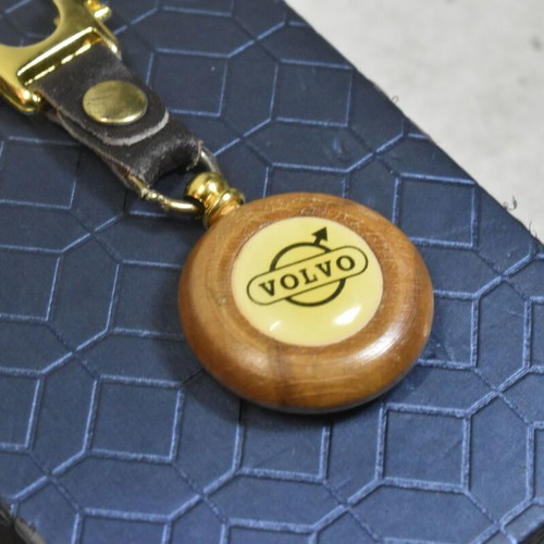 Volvo vintage wooden car keychain used