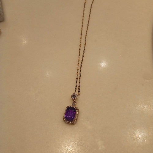 Stainless steel necklace, purple