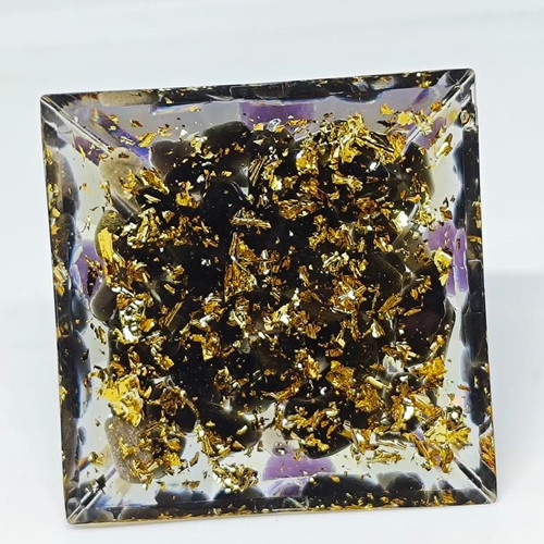 Orgonite Pyramid with Amethyst and Galaxy Design like new