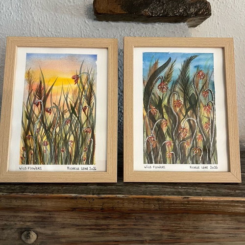 Watercolor in frame new, handmade 22x17