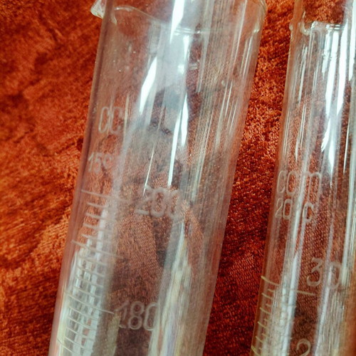 Glass volumetric cylinders like new, set of four, 1960s