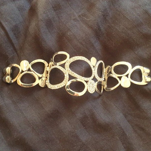 Natasha cuff bracelet new silver-colored with crystals