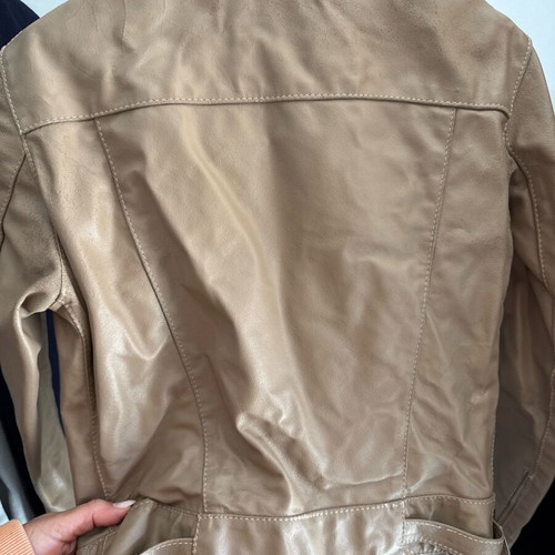 Leather women's jacket used, beige, size S