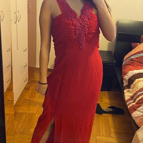 Red dress new, size L / 40 / 12 with slit detail