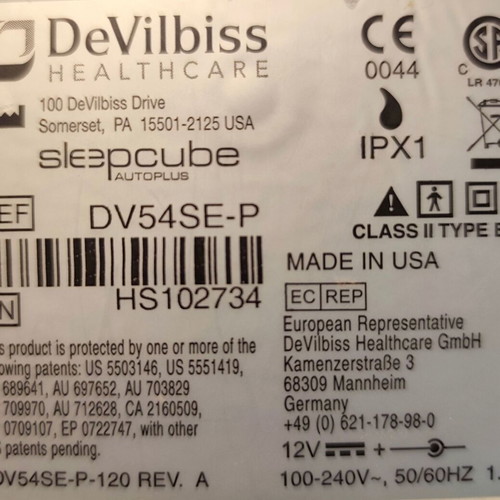 DeVilbiss Sleep Cube Auto Plus CPAP device with case and hose