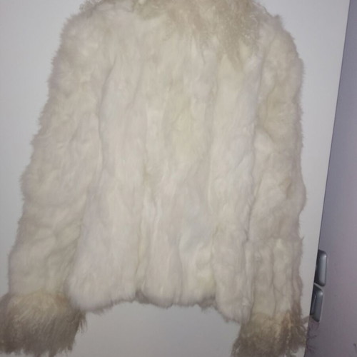 Beige mid-length Lynne fur jacket size small like new