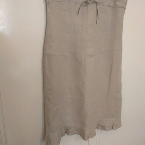 Linen dress used, midi fit, size M, khaki color