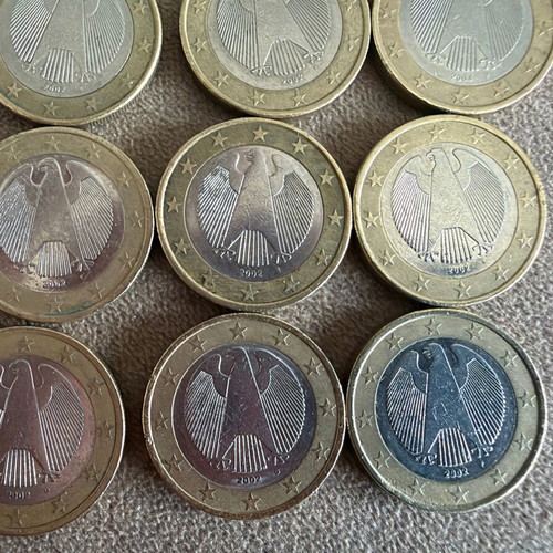 Germany Euro Coin Collection used, 48 pieces 2, 1 and 0.50 euro