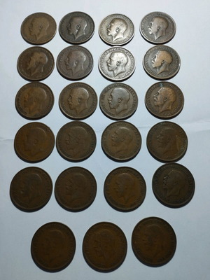 Νομίσματα One Penny Μεταχειρισμένα, Λοτ 23, Βασιλιάς Γεώργιος Ε΄ 1912-1936