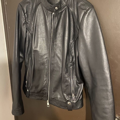 Reserved women's black leather jacket used, genuine leather