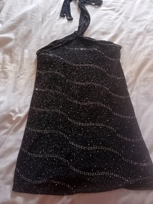 ZARA mini dress gray anthracite with sparkles and neck tie like new