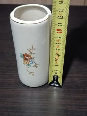 Vintage Bulgarian porcelain vase with gold trim like new