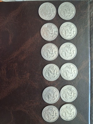 Silver coins used, set of 12 from 1960 Greece
