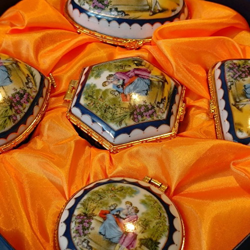 Vintage Limoges porcelain jewelry boxes new