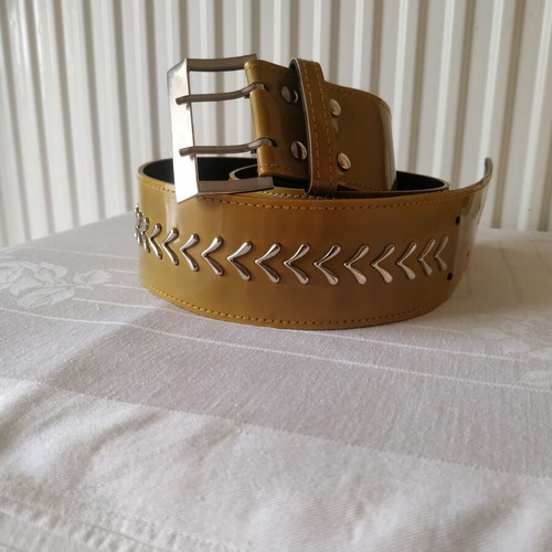 Wide olive belt used 100 cm x 5 cm