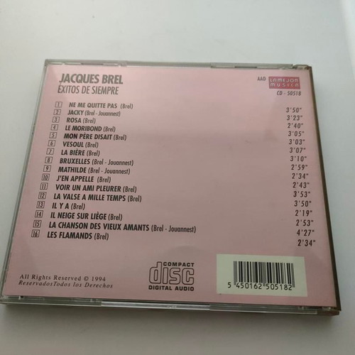 Jacques Brel Éxitos de Siempre CD like new, classic chanson collection