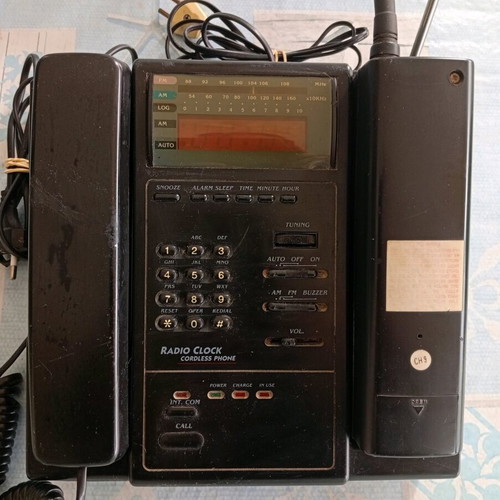 Cordless and landline phone used with radio and clock