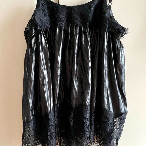 Milla lingerie top new, black satin with lace and straps
