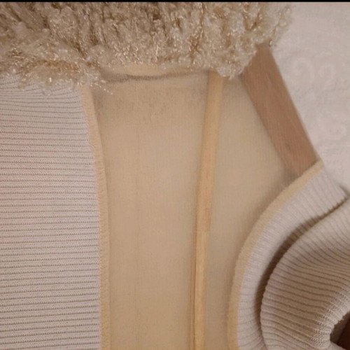 Brigitte Boutique beige blouse with turtleneck and decorative details, like new