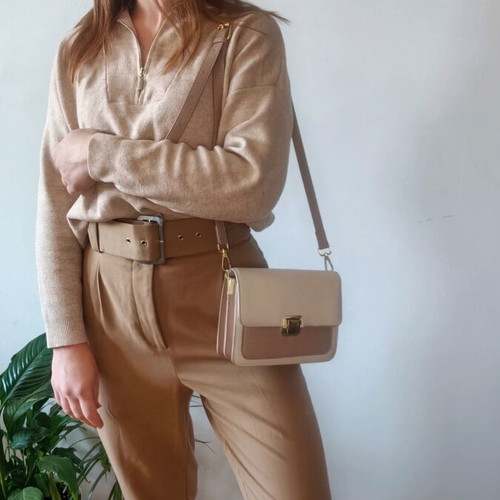 Outlet set pants and pullover Zara like new, beige and brown, size S-M