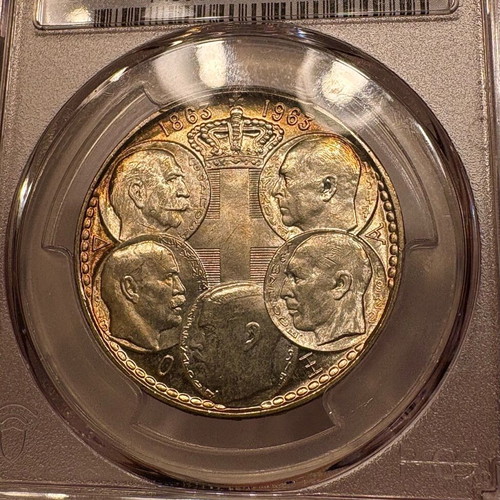 30 Drachmas 1963 MS66 PCGS new with golden patina
