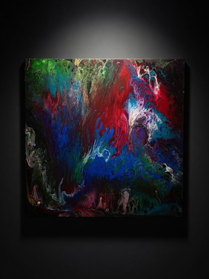 Emerald Inferno Fluid Painting 70x70 cm new
