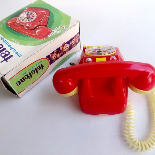 Mechanical Telephone Priftis toy from 1970s, new