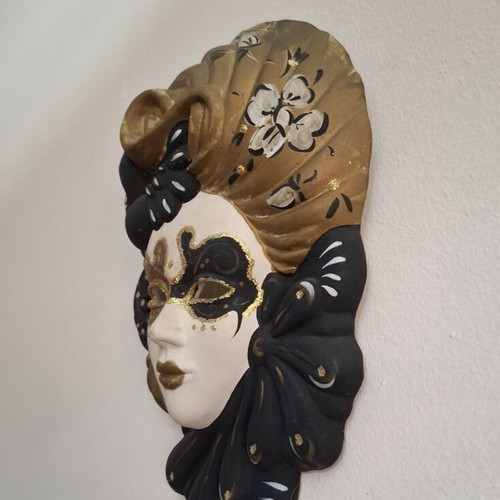 Vintage Venetian Wall Mask handmade, plaster, like new, 26cm