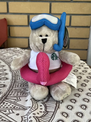Starbucks Bearista Bear new with tags, blue swimming accessories and pink float