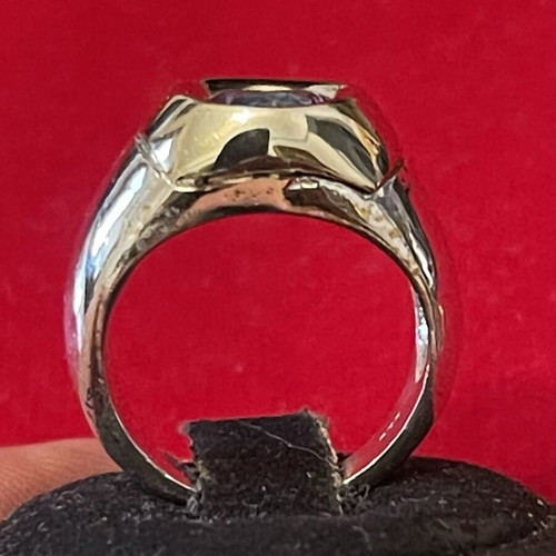 Silver gold ring 925 585 with semi-precious stone, used, size 55