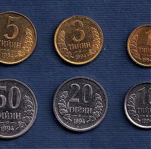 UZBEKISTAN set 6 νομίσματα UNC