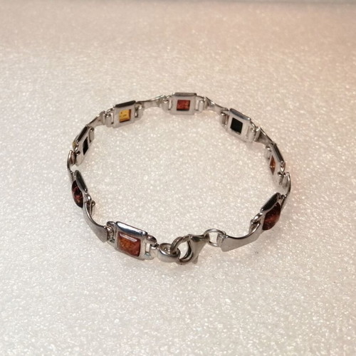 Silver 925 bracelet with amber, new