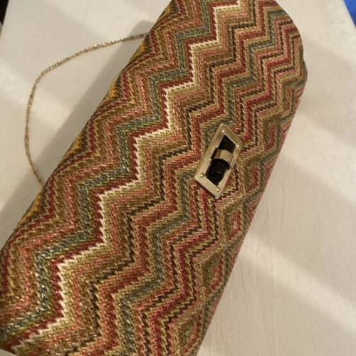 Clutch bag with colorful zig-zag pattern like new, crossbody