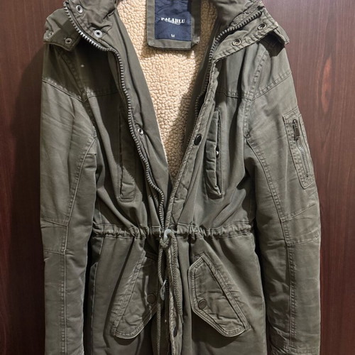 Men's parka jacket size medium khaki like new missing zipper
