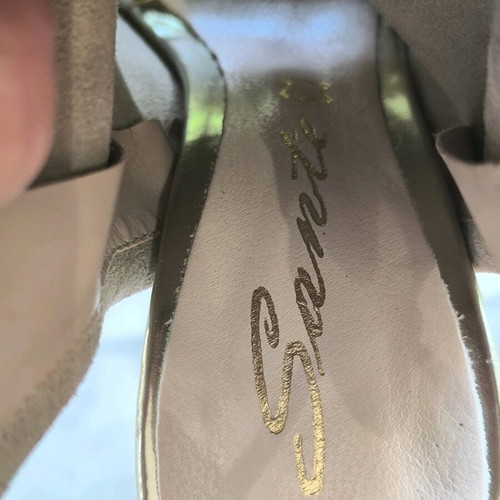 Leather sandals like new, size 38, with gold heels 11 cm