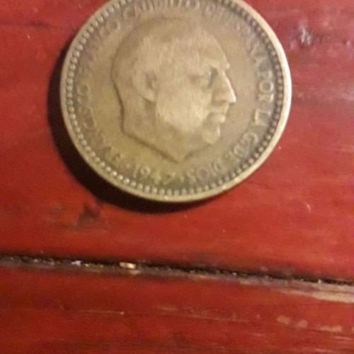 Una Peseta 1947 used, Franco