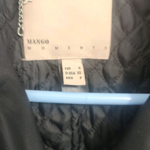 Mango black shiny trench coat, size S