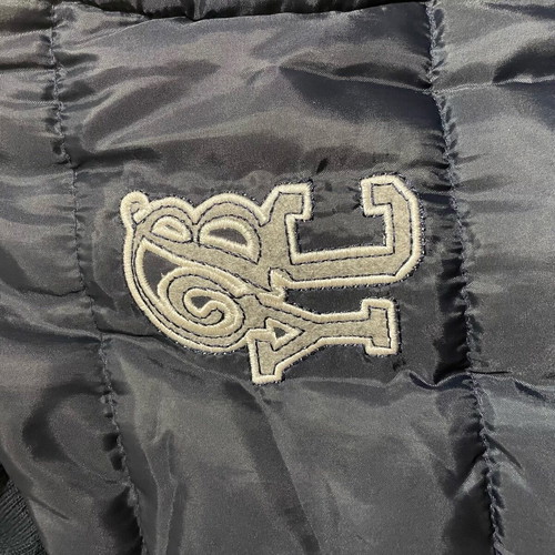 College Jacket Mandarino used, gray and blue, size Medium