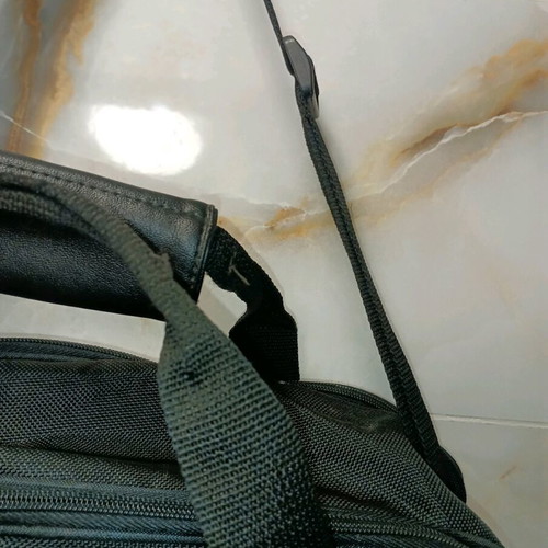 F 50 bag used, black, small with handles and shoulder strap