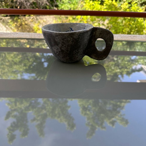 Handmade ceramic cup with sculptural handle new