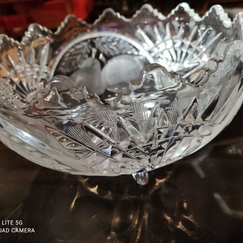 Carved crystal fruit bowl new